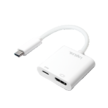 Adaptor Logilink UA0257, HDMI, USB-C (Alb)