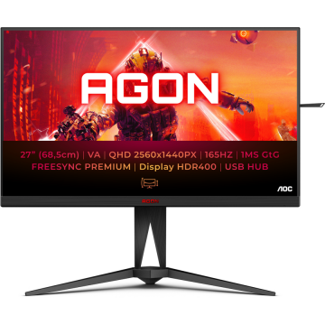 AOC Monitor Gaming AOC AGON VA 27 , QHD, HDR400, 165Hz, DisplayPort, HA Pivot AG275QXN/EU, Negru