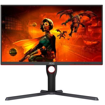AOC Monitor Gaming AOC LED IPS 27, 4K UHD, 160Hz, 1ms MPRT, HDMI 2.1, DP 1.4, G-Sync, FlickerFree, Low Blue, Pivot, Negru/Rosu