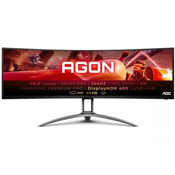AOC Monitor Gaming VA WLED AOC 48.8 AG493QCX, Dual Full HD (3840x1080), HDMI, DisplayPort, AMD FreeSync, Ecran curbat, Boxe, 144 Hz, 1 ms, Negru