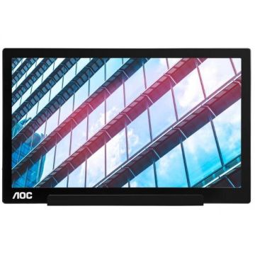 AOC Monitor Portabil IPS LED AOC 15.6 I1601P, Full HD (1920 x 1080), USB-C, Pivot, Negru