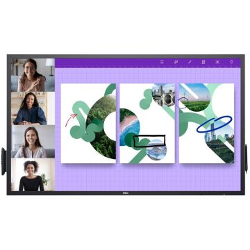 Dell Display interactiv Dell P6524QT Multi touch,64.53 inch UHD 4K, IPS, 9ms, Negru