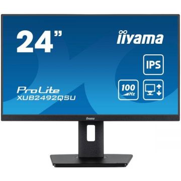 IIYAMA Monitor IPS LED Iiyama 23.8 XUB2492QSU-B1, WQHD (2560 x 1440), HDMi, DisplayPort, Boxe, Pivot, 100 Hz, 0.5 ms, Negru