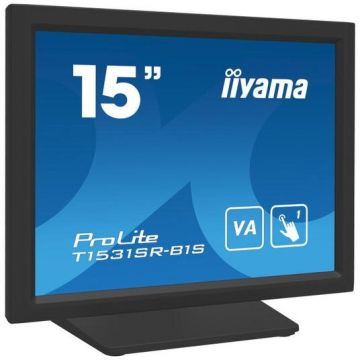 IIYAMA Monitor VA LED Iiyama 15 T1531SR-B1S, VGA, HDMI, DisplayPort, Boxe, Touchscreen, Negru
