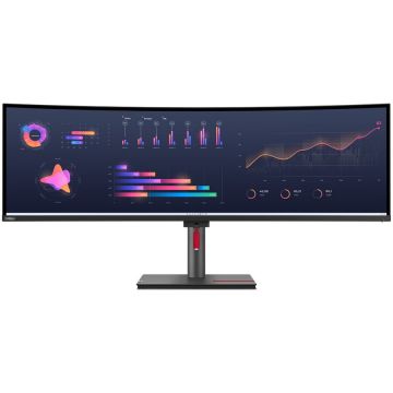 Lenovo Monitor LED Lenovo ThinkVision P49w-30 Curbat, 49, DQHD, IPS, 4 ms, 60 Hz, Thunderbo, Negru