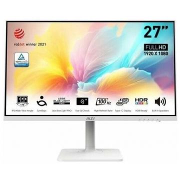 MSI Monitor IPS LED MSI Modern 27 MD2712PW, Full HD (1920 x 1080), HDMI, Boxe, Pivot, 100 Hz, 1 ms, Alb