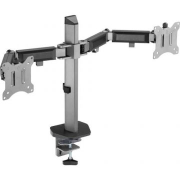 Suport 2 monitoare White Shark GMS-3205 Amenhotep II, 17inch-32inch, 18 kg, VESA 75x75, 100x100 (Gri)
