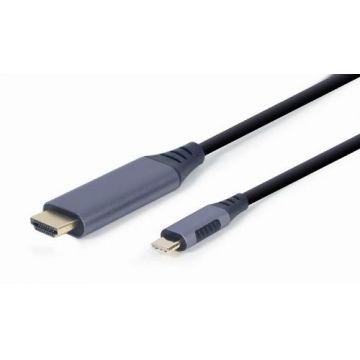 Cablu adaptor Gembird CC-USB3C-HDMI-01-6, USB Type-C la HDMI, 4K 60 Hz, 1.8m (Gri)
