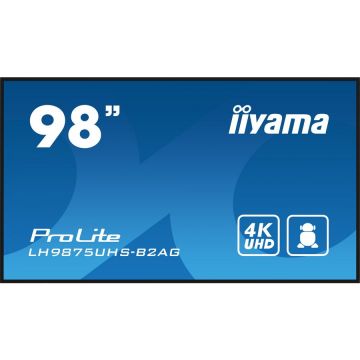 IIYAMA Monitor IPS LED Iiyama 97.5 LH9875UHS-B2AG, UHD (3840 x 2160), VGA, DVI, HDMI, DisplayPort, Boxe, Negru