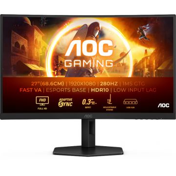 Monitor LED AOC Gaming C27G4ZXU Curbat 27 inch FHD VA 0.3 ms 280 Hz HDR