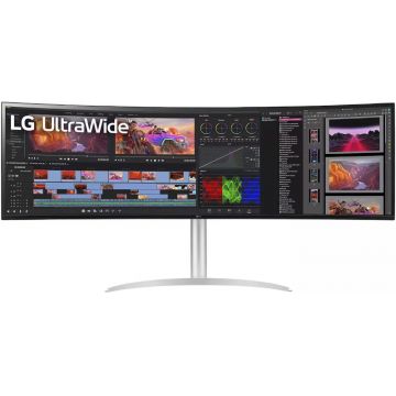 Monitor LED LG UltraWide 49WQ95C-W Curbat 49 inch DQHD IPS 5 ms 144 Hz USB-C HDR FreeSync Premium Pro & G-Sync Compatible