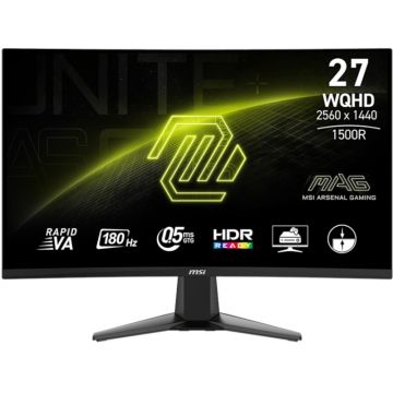 Monitor LED MSI Gaming MAG 27CQ6F Curbat 27 inch QHD VA 0.5 ms 180 Hz HDR FreeSync