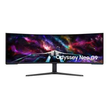 Samsung Monitor Gaming QLED Mini LED Samsung Odyssey Neo 57 G95NC, 7680 x 2160, HDMI, DisplayPort, Ecran curbat, 240 Hz, 1 ms, Negru/Alb