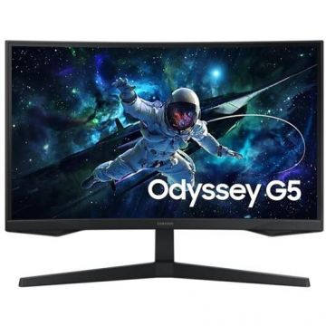 Samsung Monitor Gaming VA LED Samsung 27 LS27CG554EUXEN, QHD 2560 x 1440, HDMI, DisplayPort, Ecran curbat, 165 Hz, 1 ms, Negru