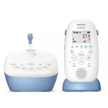 Sistem DECT de monitorizare pentru copii Philips Avent SCD735/52, 24 ore, proiector lumina nocturn, termometru, raza 330m