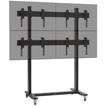 Solutie VideoWall 2x2 Cu Baza Mobila 4x Display-uri SMART Signage Bezel 3.5mm Edge To Edge