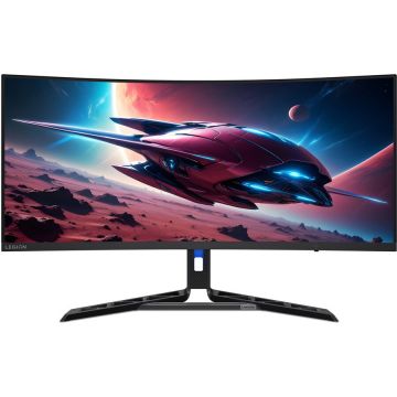 Lenovo Monitor Gaming LED VA Lenovo Legion R34w-30 34, WQHD (3440x1440), 180Hz, 0.5ms (MPRT), AMD FreeSync Premium, 1500R, Boxe 3W x2, 2x HDMI, Display Port, VESA, Negru