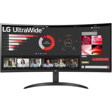 LG Monitor Curbat LED VA LG UltraWide™ 34, UWQHD (3440x1440), 100Hz, 5ms, sRGB 99%, HDR 10, 2x HDMI, DisplayPort, Jack, Negru