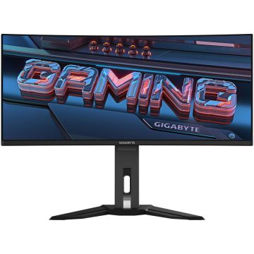 Gigabyte Monitor Gaming OLED Gigabyte 34 MO34WQC2, WQHD (3440 x 1440), HDMI, DisplayPort, Boxe, Ecran curbat, 240 Hz, 0.03 ms, Negru