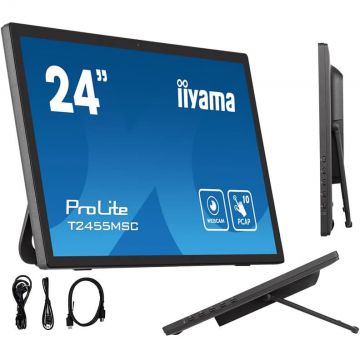 Monitor cu Ecran Tactil T2455MSC-B1 24nch IPS 1920x1080 Camera Web si Microfon Incorporate Negru