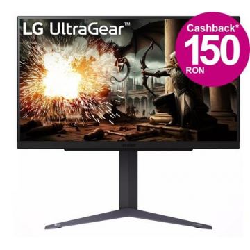 Monitor Gaming IPS LED LG 27inch 27GS75Q-B, QHD (2560 x 1440), HDMI, DisplayPort, Pivot, 180 Hz, 1 ms (Negru)