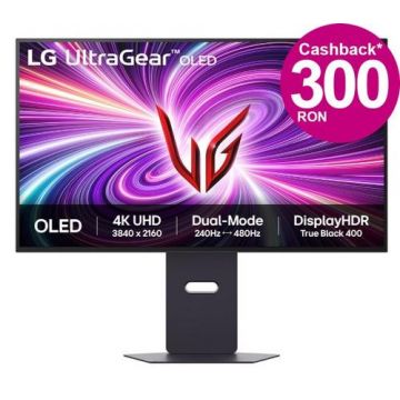 Monitor Gaming OLED LG 31.5inch 32GS95UV-B, UHD (3840 x 2160), HDMI, DisplayPort, Boxe, 240 Hz, 0.03 ms (Negru)
