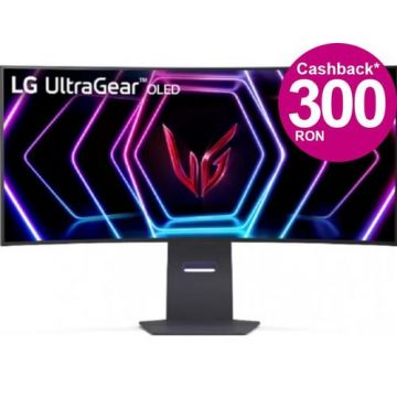 Monitor Gaming OLED LG 34inch 34GS95QE-B, WQHD (3440 x 1440), HDMI, DisplayPort, Ecran curbat, 240 Hz, 0.03 ms (Negru)