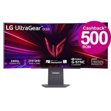 Monitor Gaming OLED LG 44.5inch 45GS95QE-B, WQHD (3440 x 1440), HDMI, DisplayPort, Ecran curbat, 240 Hz, 0.03 ms (Negru)
