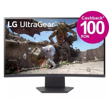 Monitor Gaming VA LED LG 27inch 27GS60QC-B, QHD (2560 x 1440), HDMI, DisplayPort, Ecran curbat, 180 Hz, 1 ms (Negru)