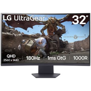 Monitor LED LG Gaming UltraGear 32GS60QC-B Curbat 31.5 inch QHD VA 1 ms 180 Hz HDR FreeSync