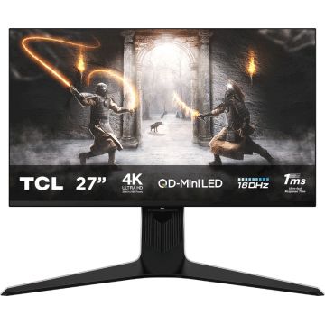 Monitor LED TCL Gaming 27R83U 27 inch UHD QD-Mini LED 1 ms 160 Hz USB-C HDR FreeSync Premium & G-Sync Compatible