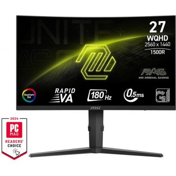 MSI Monitor LED Curbat MSI MAG 275CQRF QD E2, 27, 2560x1440, 180Hz, Negru