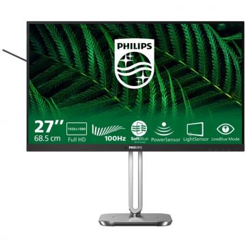 Philips Monitor IPS LED Philips 27 27B2G5200/00, Full HD (1920 x 1080), VGA, HDMI, DisplayPort, Boxe, Pivot, 100 Hz, 4 ms, Negru/Argintiu