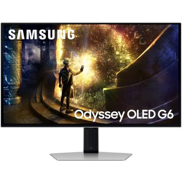Samsung Monitor Gaming OLED SAMSUNG Odyssey G6 LS27DG610SUXEN, 27, QHD, 240Hz, AMD FreeSync Premium Pro, HDR10+, Argintiu