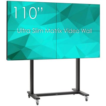 Solutie Videowall 4 Display-uri SWEDX UMX-55K8-01 55Inch si Suport Mobil TVW2255 2x2 Negru