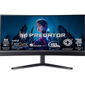 Acer Monitor Acer Predator X34 V3, 34'', VA,  WQHD, 1ms, 180Hz, Negru