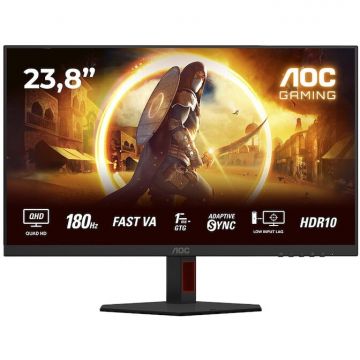 AOC Monitor Gaming AOC Q24G4RE, Fast IPS LED, Diagonala 23.8 , Rezolutie QHD 2560 x 1440, HDMI, DisplayPort, 180 Hz, 0.5 ms, Negru