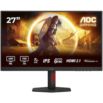 AOC Monitor gaming AOC U27G4R, Diagonala 27, IPS LED, Rezolutie UHD 3840 x 2160, HDMI, DisplayPort, Pivot, 160 Hz, 1 ms, Negru