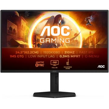AOC Monitor LED AOC Gaming AGON 25G4SXU 24.5 inch FHD IPS 0.3 ms 310 Hz HDR G-Sync Compatible, Negru