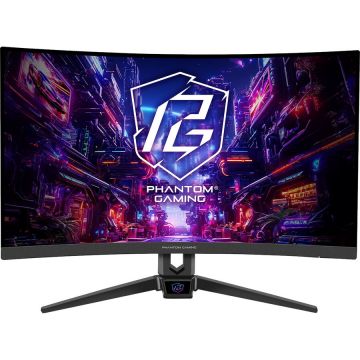 ASROCK Monitor Gaming VA LED ASRock 27 PG27FRS1A, Full HD (1920 x 1080), HDMI, DisplayPort, Boxe, Ecran curbat, 280 Hz, 1 ms, Negru