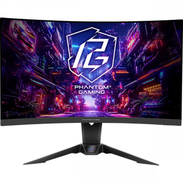 ASROCK Monitor Gaming VA LED ASRock 27 PG27QRT2A, QHD (2560 x1440), HDMI, DisplayPort, Boxe, Ecran curbat, 180 Hz, 1 ms, Negru