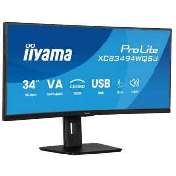IIYAMA Monitor VA LED iiyama 34 XCB3494WQSU-B1, WQHD (3440 x 1440), HDMI, DisplayPort, Ecran curbat, Boxe, 120 Hz, 0.4 ms, Negru