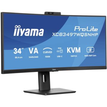 IIYAMA Monitor VA LED Iiyama 34 XCB3497WQSNPH-B1, WQHD 3440 x 1440, HDMI, DisplayPort, Ecran curbat, Boxe, 120 Hz, 0.4 ms Negru