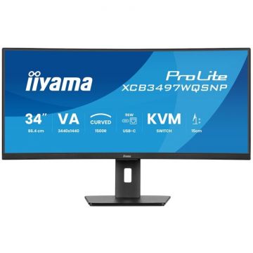 IIYAMA Monitor VA LED Iiyama XCB3497WQSNP-B1, 34 , WQHD, 3440 x 1440, HDMI, DisplayPort, Boxe, Ecran curbat, 0.4ms, 120Hz, Negru IIYAMA Monitor VA LED Iiyama XCB3497WQSNP-B1, 34 , WQHD, 3440 x 1440, HDMI, DisplayPort, Boxe, Ecran curbat, 0.4ms, 120Hz, Negru