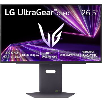 LG Monitor Gaming OLED LG 26.5 27GX790A-B, QHD (2560 x 1440), HDMI, DisplayPort, Pivot, 480 Hz, 0.03 ms, Negru