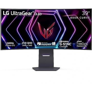 LG Monitor Gaming OLED LG 39 39GS95QE-B, WQHD (3440 x 1440), HDMI, DisplayPort, Ecran curbat, 240 Hz, 0.03 ms, Negru