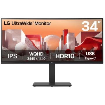 LG Monitor IPS LED LG 34 34BA75QE-B, UWQHD 3440 x 1440, HDMI, DisplayPort, Ecran curbat Negru