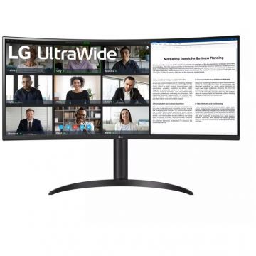 LG Monitor VA LED LG 34 34WR55QK-B, WQHD (3440 x 1440), HDMI, DisplayPort, Ecran curbat, 100 Hz, 5 ms, Negru