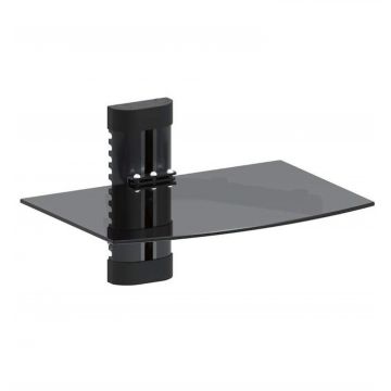 MACLEAN Suport metalic cu Sticla fumurie pentru Televizor TV cu 1 Raft, MC-663, Dimensiuni 36x28x22cm