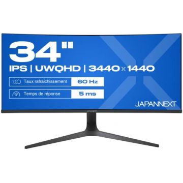 Monitor LED JAPANNEXT IPS340UWQHD60C Curbat 34 inch UWQHD IPS 5 ms 60 Hz HDR FreeSync